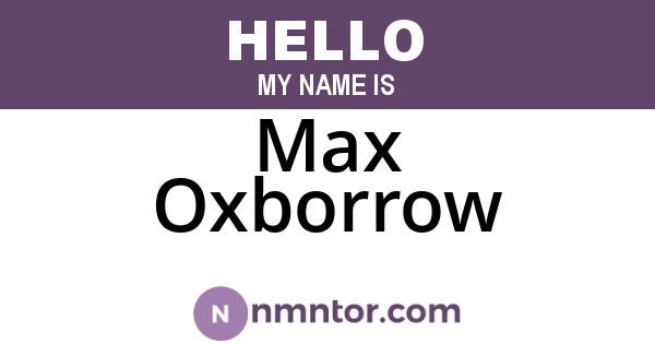 Max Oxborrow