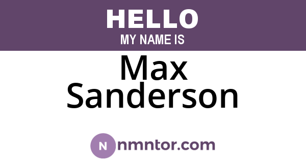 Max Sanderson