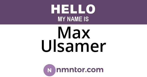 Max Ulsamer