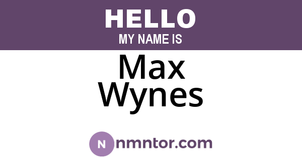 Max Wynes