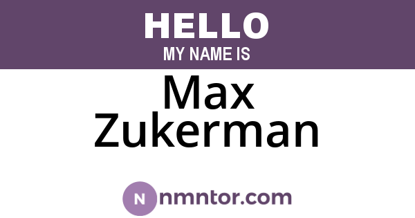 Max Zukerman