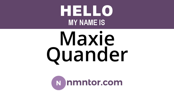 Maxie Quander