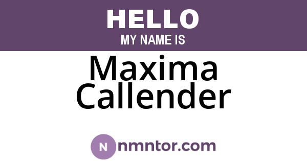 Maxima Callender