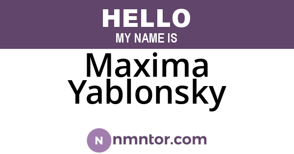 Maxima Yablonsky