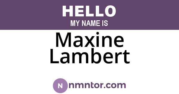 Maxine Lambert