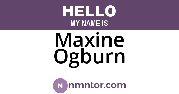 Maxine Ogburn
