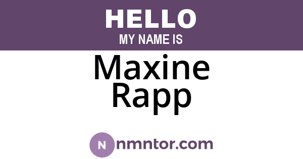 Maxine Rapp