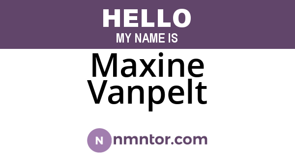 Maxine Vanpelt