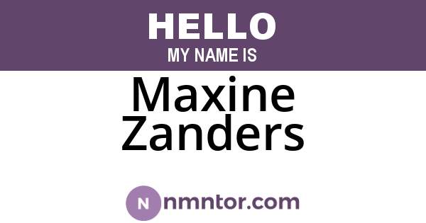 Maxine Zanders