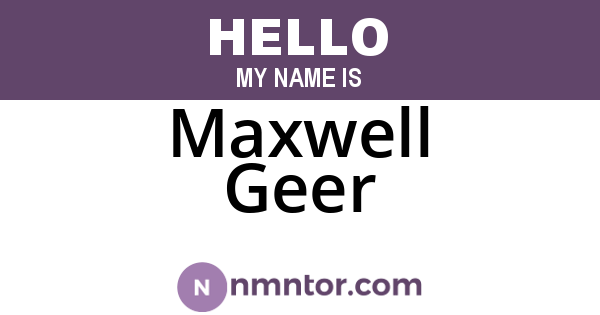 Maxwell Geer