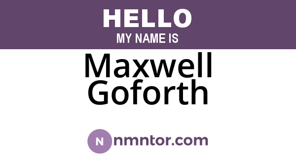 Maxwell Goforth