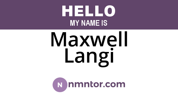 Maxwell Langi