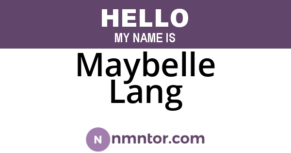 Maybelle Lang