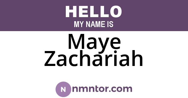 Maye Zachariah