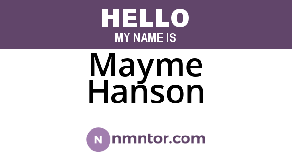 Mayme Hanson