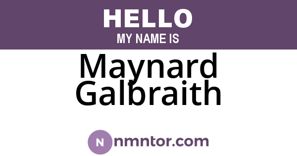 Maynard Galbraith