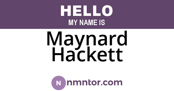 Maynard Hackett
