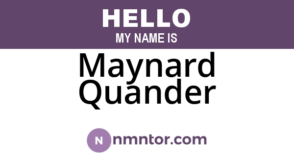 Maynard Quander