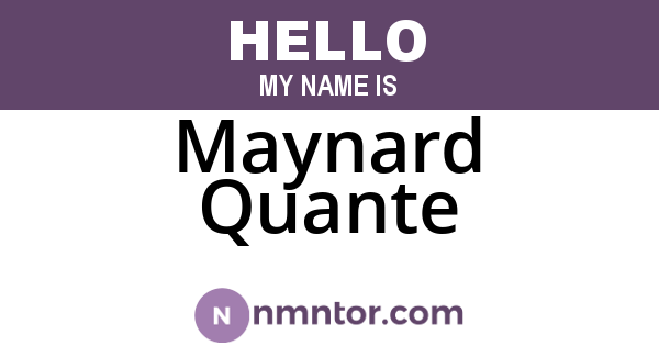 Maynard Quante