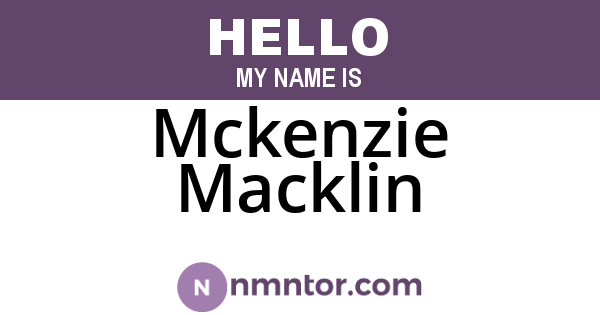Mckenzie Macklin