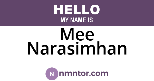 Mee Narasimhan