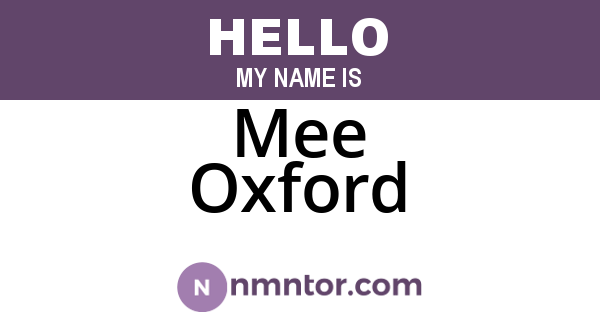 Mee Oxford