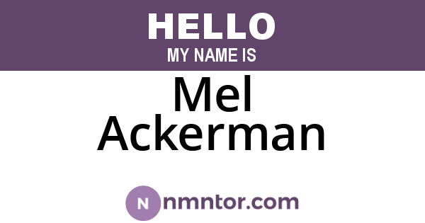 Mel Ackerman