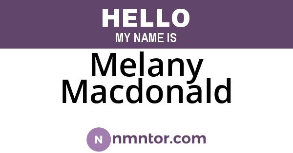 Melany Macdonald