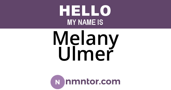 Melany Ulmer