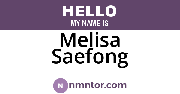 Melisa Saefong
