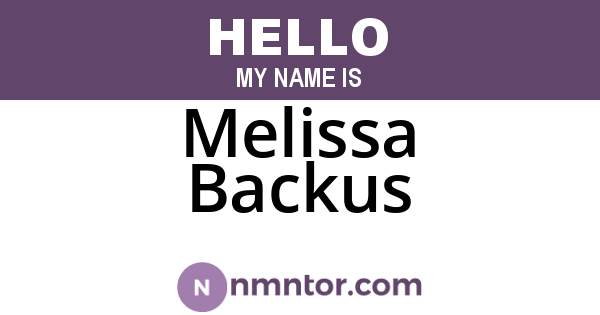 Melissa Backus