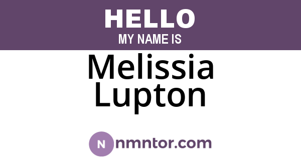 Melissia Lupton