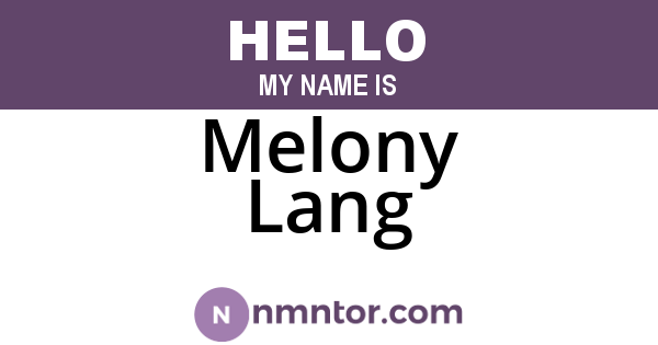 Melony Lang