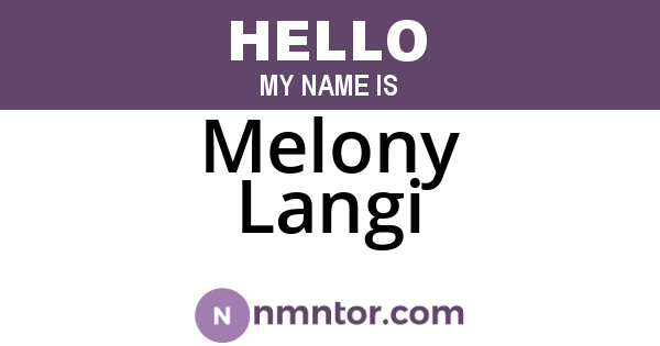 Melony Langi