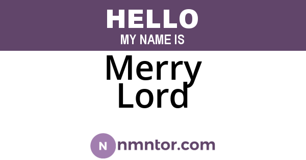 Merry Lord