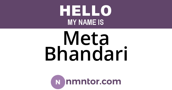 Meta Bhandari
