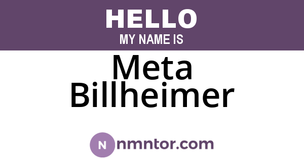 Meta Billheimer