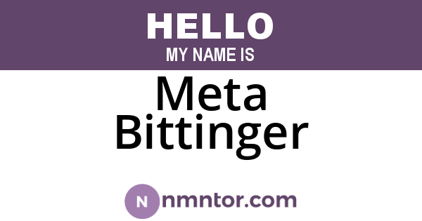 Meta Bittinger