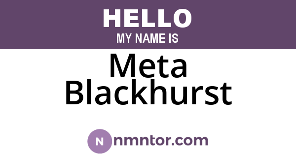 Meta Blackhurst