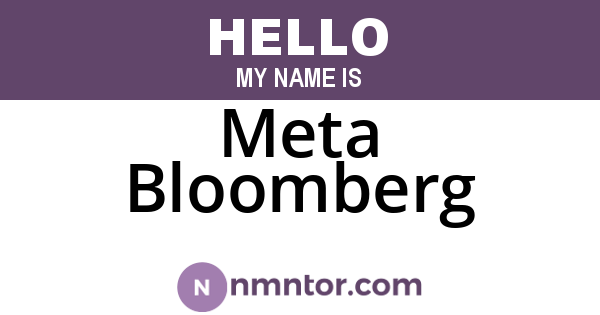 Meta Bloomberg