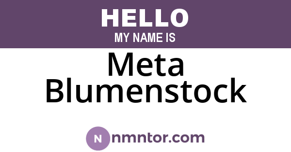 Meta Blumenstock