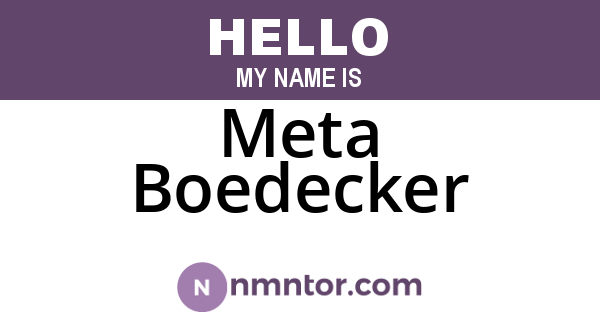 Meta Boedecker