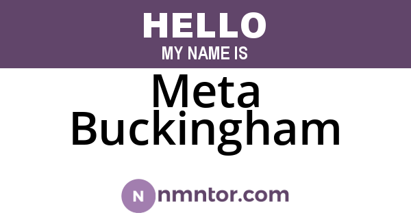Meta Buckingham