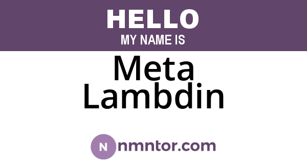 Meta Lambdin