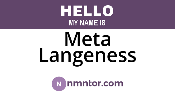 Meta Langeness