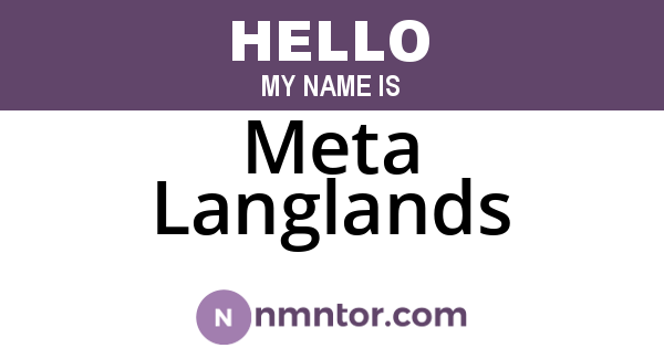 Meta Langlands