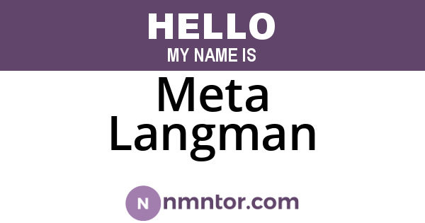 Meta Langman