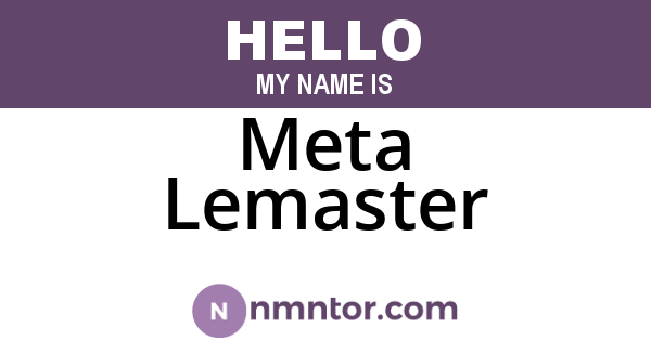 Meta Lemaster