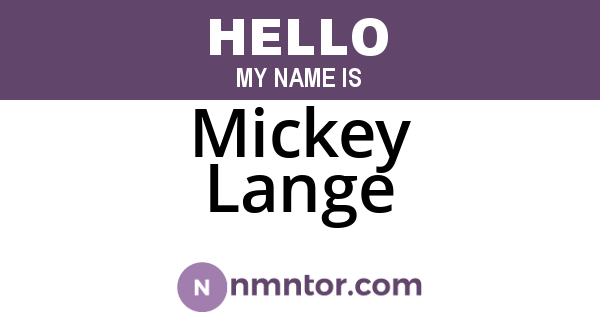 Mickey Lange