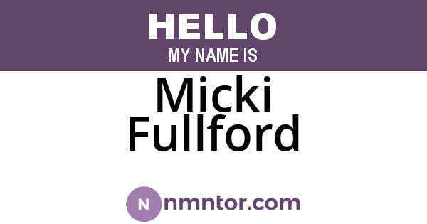 Micki Fullford
